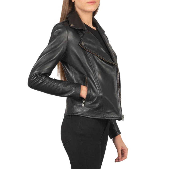 Women Midnight Edge Premium Real Leather Biker Jacket - Image 2