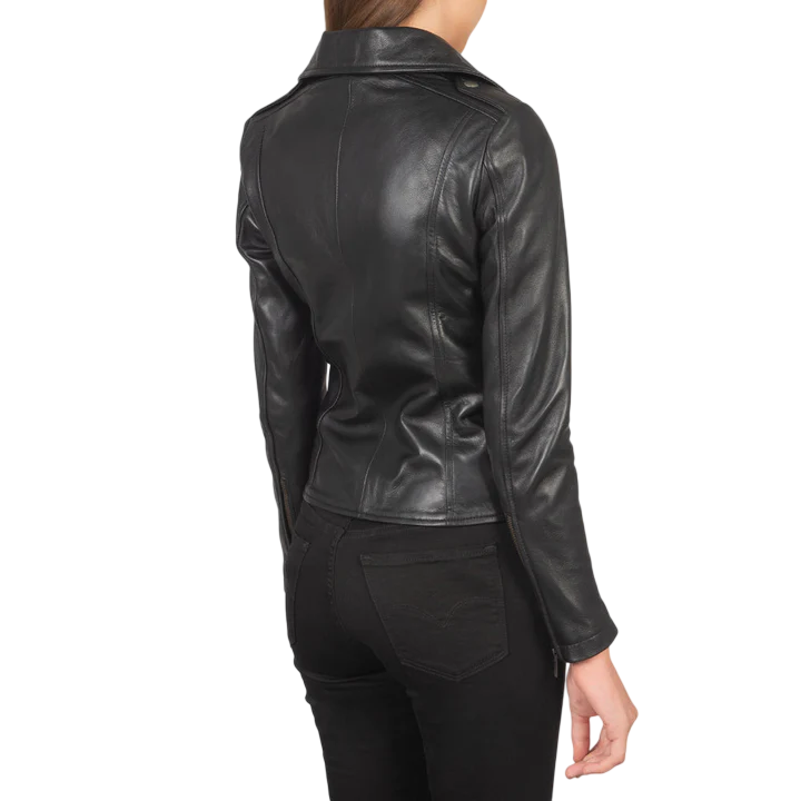 Women Midnight Edge Premium Real Leather Biker Jacket - Image 3