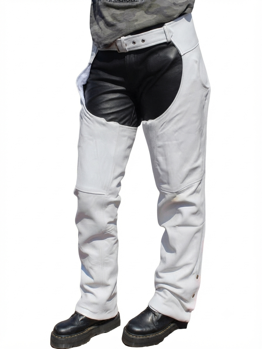 Elite Obsidian Real Leather Biker Chaps