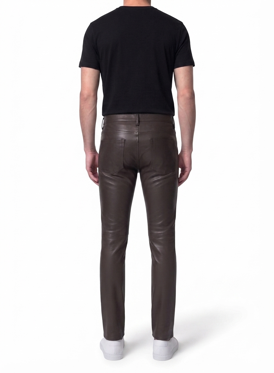 Men's Leather Pant In Dark Brown | - Image 3