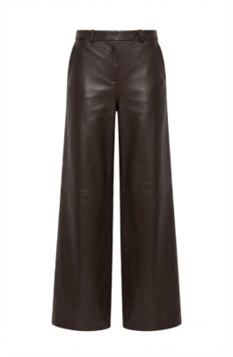 Real Leather Wide-Leg Trousers