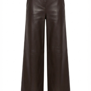 Real Leather Wide-Leg Trousers
