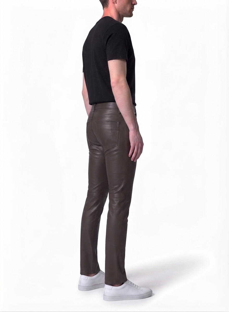 Men's Leather Pant In Dark Brown | - Image 2