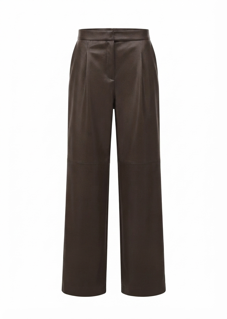 Real Leather Wide-Leg Trousers - Image 4