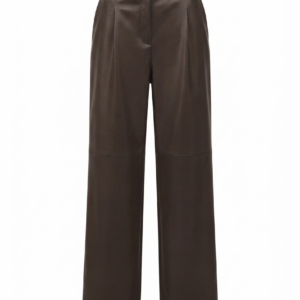 Real Leather Wide-Leg Trousers